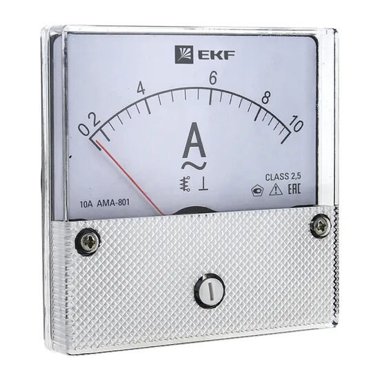 Амперметр AMA-801 аналоговый на панель (80х80) круглый вырез 1500А трансф. подкл. EKF Амперметр AMA-801 аналоговый на панель (80х80) круглый вырез 1500А трансф. подкл. EKF