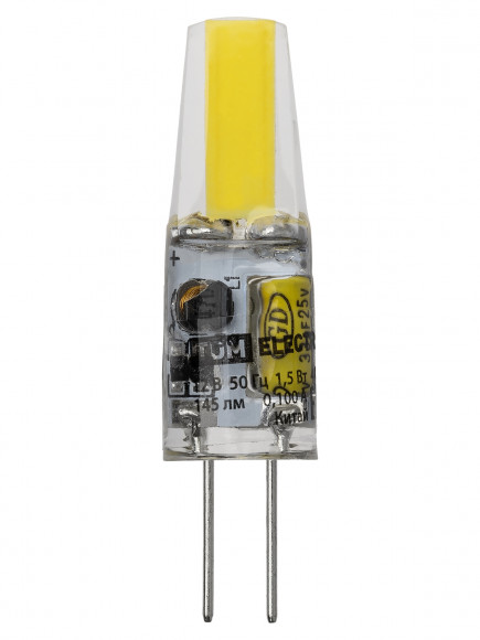 Лампа светодиодная G4-1,5 Вт-AC/DC 12 В-4000 К, COB, 9,5х36 мм TDM