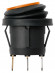 Выключатель клавишный круглый KCD2-101N/FS 250В AC/DC, 1P, 6А, (3с), ON-OFF, черный корпус, желтая клавиша с LED подсветкой, IP54 TDM